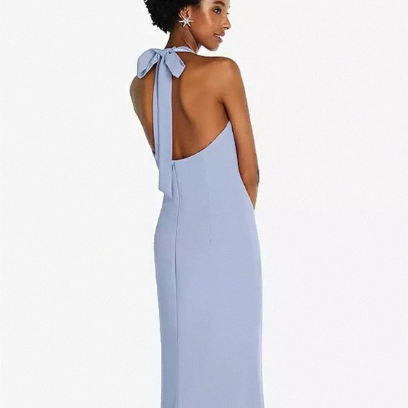 Tie Halter Open Back Trumpet Gown....TH088....Sky Blue....Size XS - Picture 3 of 7